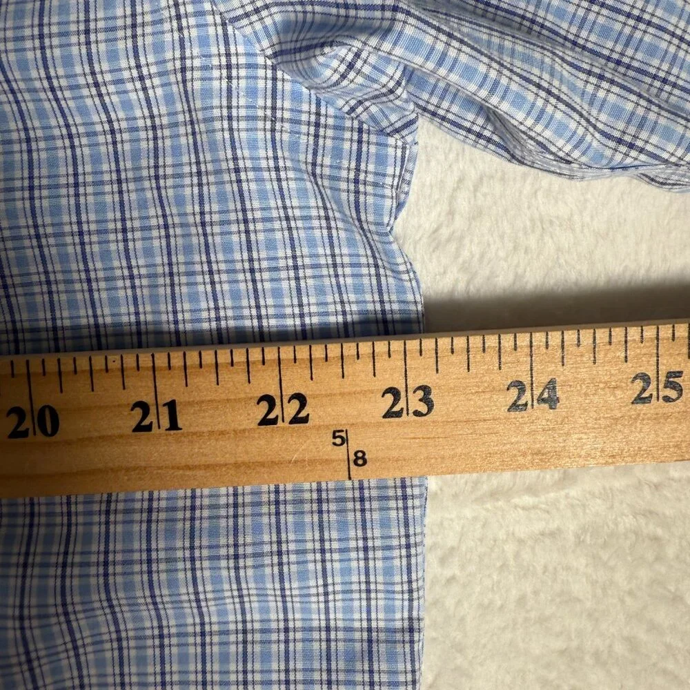 Brooks Brothers Shirt Blue Plaid 346‎ Seersucker Short Sleeve Button Up Med
